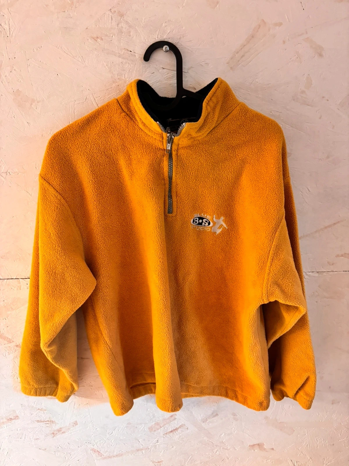 Sweat polaire vintage y2k  jaune moutarde à demi-zip – Blue Studio – 16 ans / S